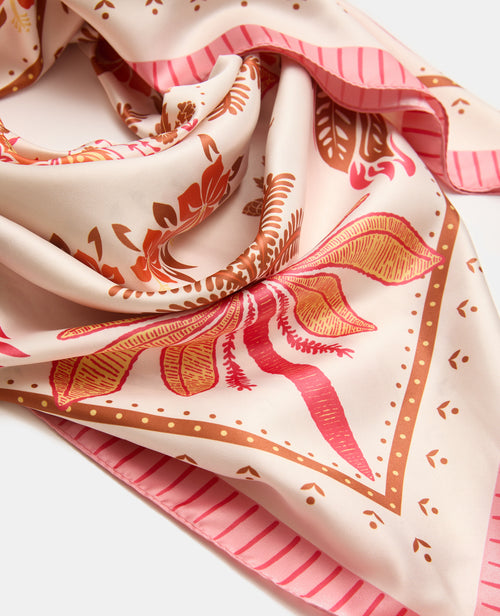 Grand foulard satin avec fleurs et palmiers - PIMKIE - 4