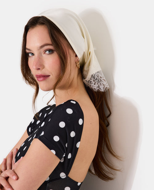 Foulard tête ou taille en satin et dentelle - PIMKIE - 4