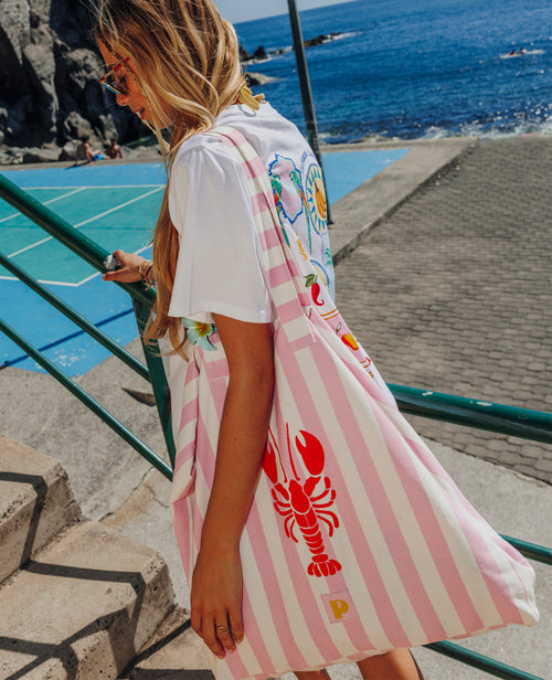 Grand totebag rayé avec homard - PIMKIE - 1