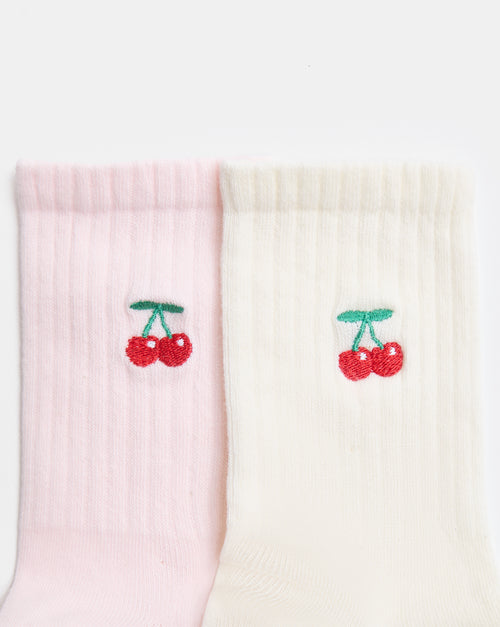 Lot de 2 paires de chaussettes avec cerises brodées - PIMKIE - 2