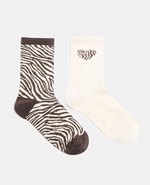 Lot de 2 paires de chaussettes zèbre - PIMKIE - 1