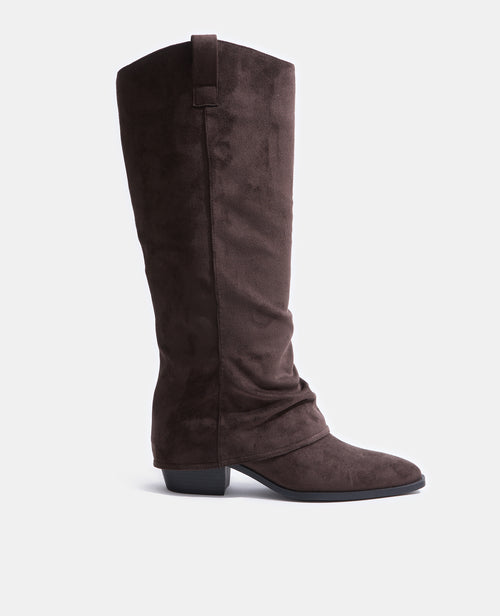 Bottes hautes suédine avec revers et bouts pointus - PIMKIE - 1