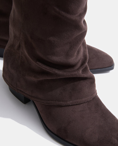 Bottes hautes suédine avec revers et bouts pointus - PIMKIE - 5