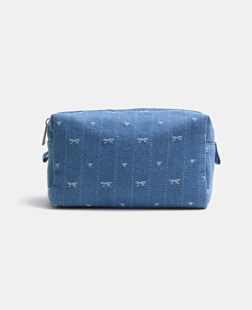 Trousse de toilette en jean avec cœurs et nœuds - PIMKIE - 1