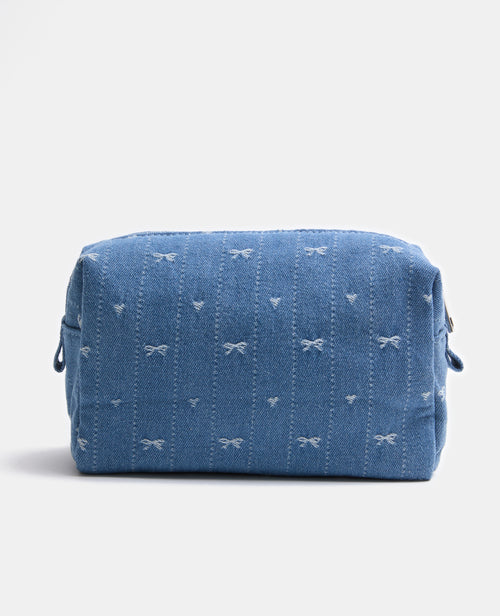 Trousse de toilette en jean avec cœurs et nœuds - PIMKIE - 4