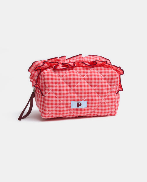 Trousse en tissu matelassé vichy avec volants - PIMKIE - 1