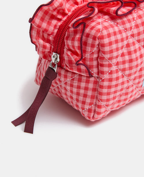 Trousse en tissu matelassé vichy avec volants - PIMKIE - 2