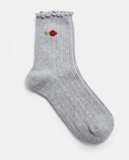 Paire de chaussettes en maille fantaisie avec roses - PIMKIE - 1