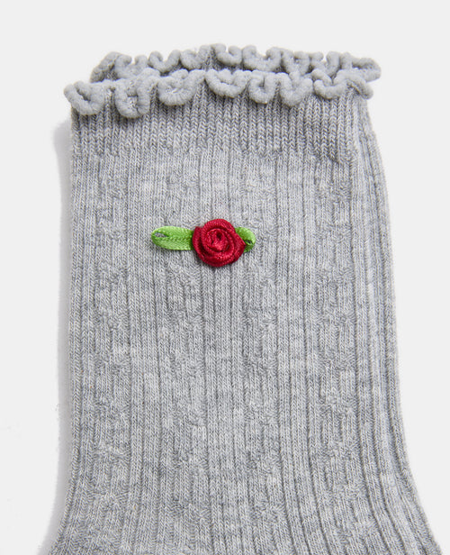 Paire de chaussettes en maille fantaisie avec roses - PIMKIE - 2