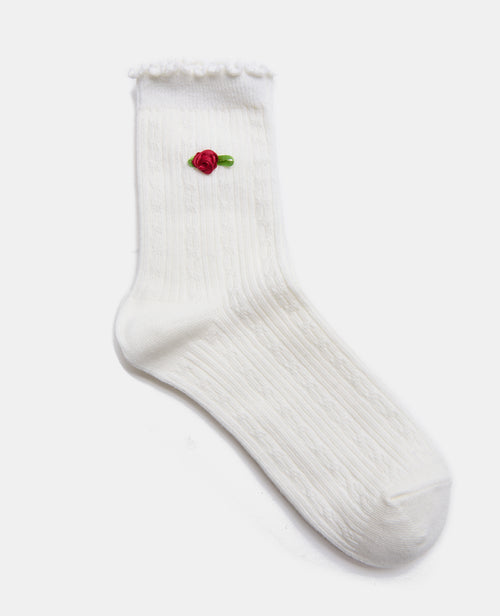 Paire de chaussettes en maille fantaisie avec roses - PIMKIE - 1