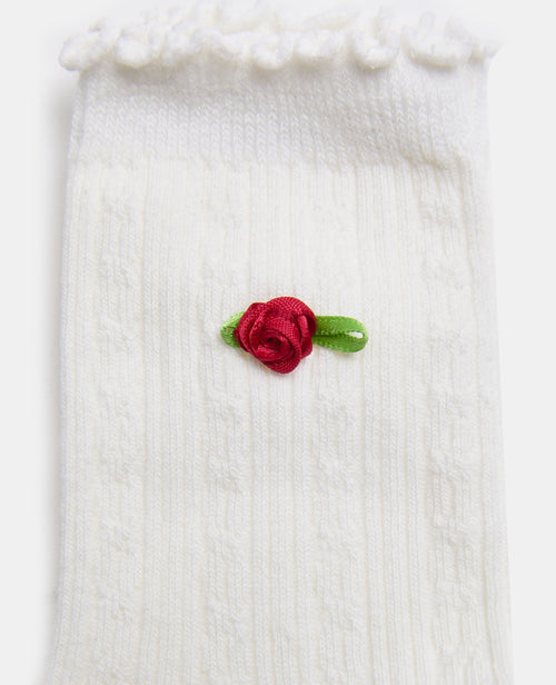 Paire de chaussettes en maille fantaisie avec roses - PIMKIE - 2