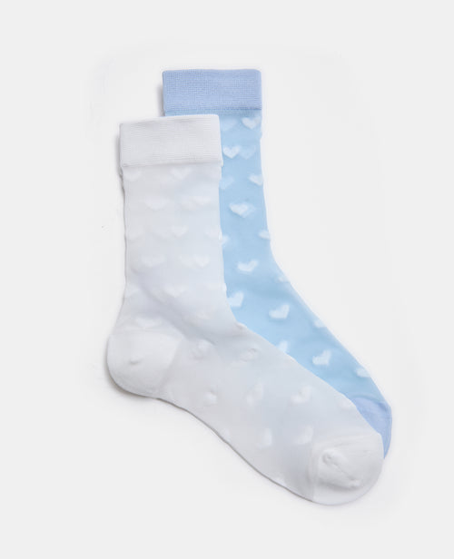 2 paires de chaussettes transparentes avec cœurs - PIMKIE - 1