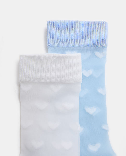2 paires de chaussettes transparentes avec cœurs - PIMKIE - 2