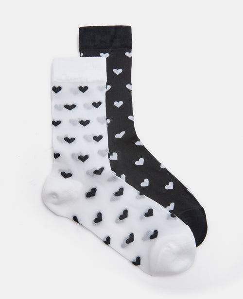 2 paires de chaussettes transparentes avec cœurs - PIMKIE - 1