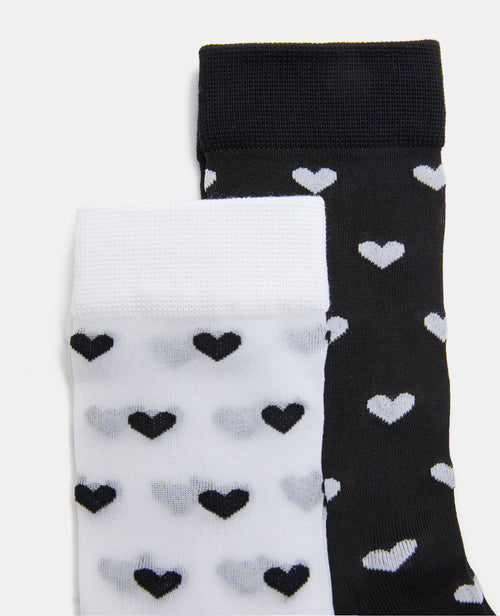 2 paires de chaussettes transparentes avec cœurs - PIMKIE - 2