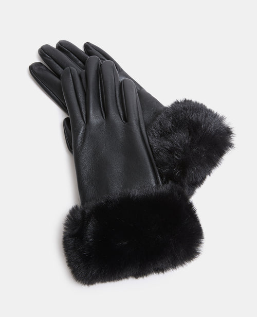Paire de gants en simili avec fausse fourrure - PIMKIE - 2