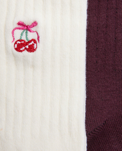 2 paires de chaussettes avec cerises brodées - PIMKIE - 3