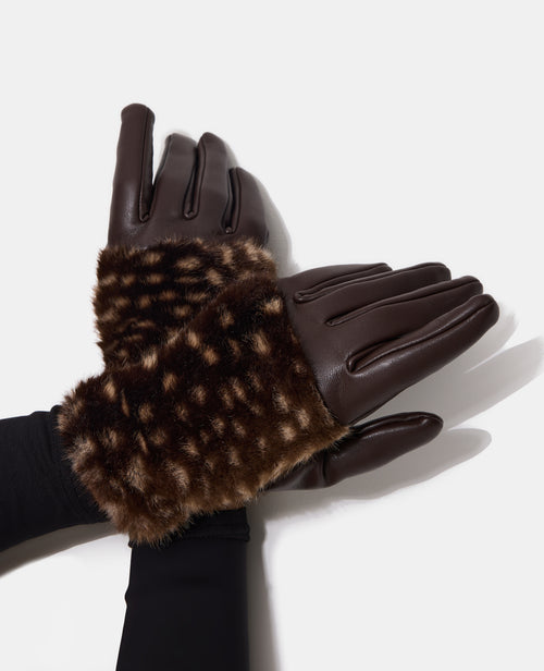 Paire de gants en simili avec fausse fourrure faon - PIMKIE - 1