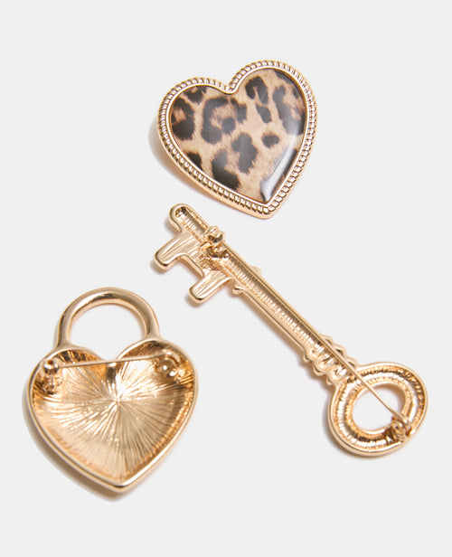 Lot de 3 broches clé, coeur et cadenas - PIMKIE - 3