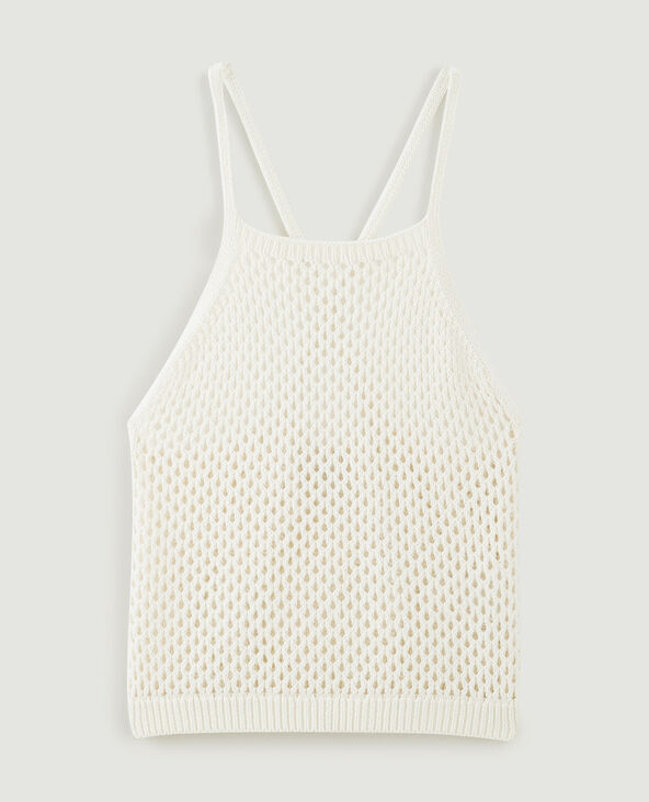 Top en maille ajourée bretelles croisées beige - Pimkie