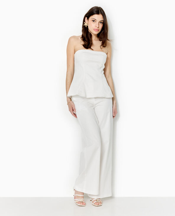 Top bustier peplum blanc - Pimkie
