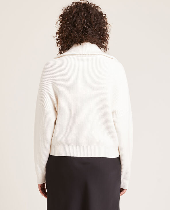 Pull en maille col zippé blanc - Pimkie