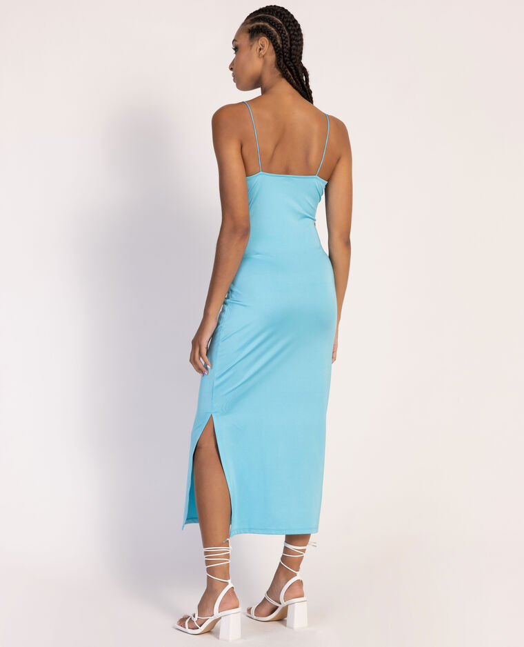 Robe midi cache-cœur en maille satinée bleu turquoise - Pimkie