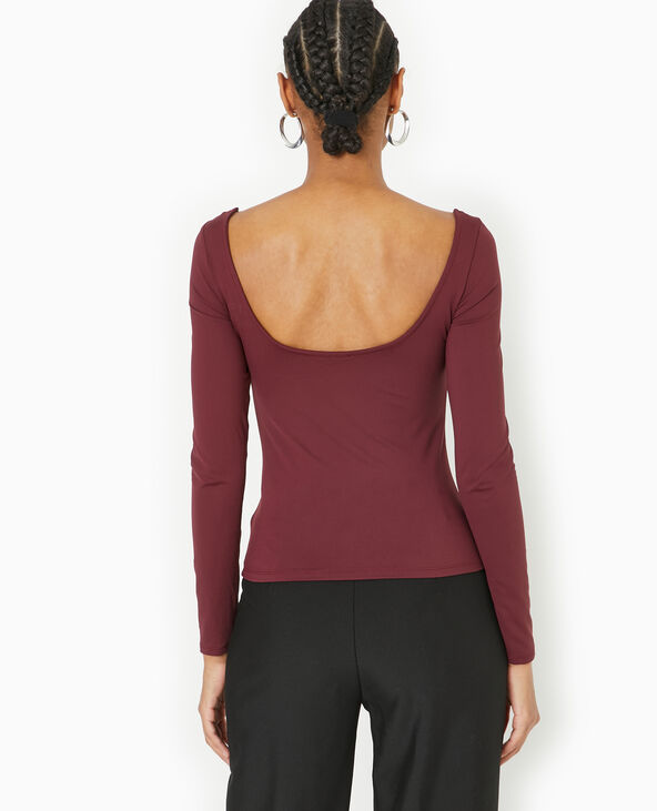 Top manches longues encolure danseuse bordeaux - Pimkie