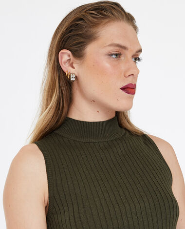 Pull sans manches col montant taupe - Pimkie