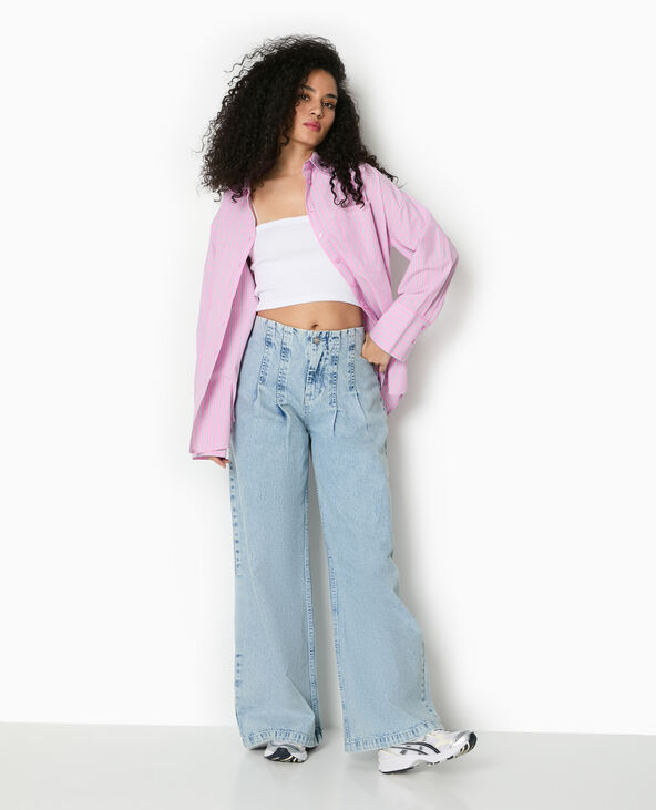 Chemise oversize rayée avec poches Rose poudré - Pimkie