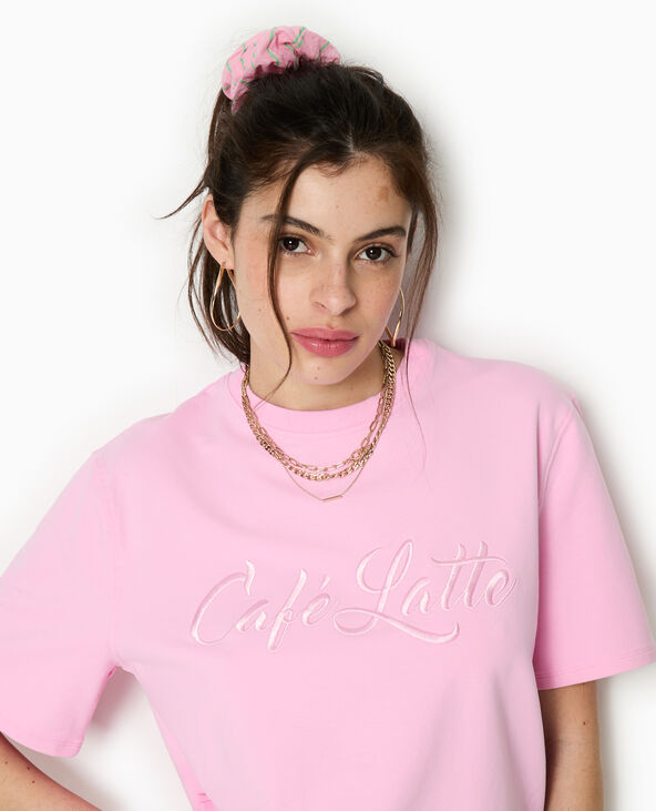 T-shirt épais avec broderie rose - Pimkie