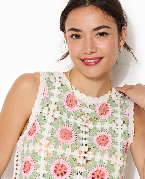 Top en maille crochet effet granny square rose - Pimkie