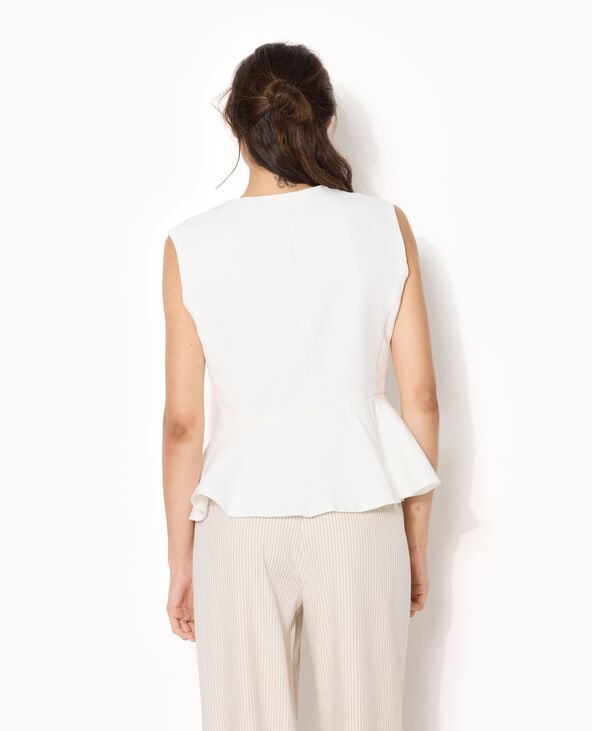 Veste sans manches peplum avec boutons fantaisie blanc - Pimkie