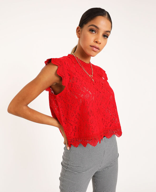 Top dentelle rouge - Pimkie