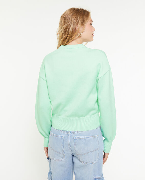 Pull col rond vert clair - Pimkie