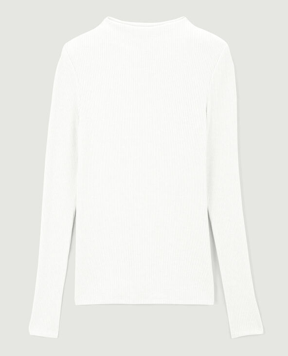 Pull fin en maille côtelée col cheminée blanc - Pimkie