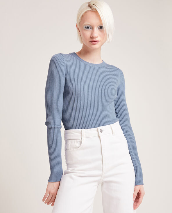 Pull côtelé bleu - Pimkie