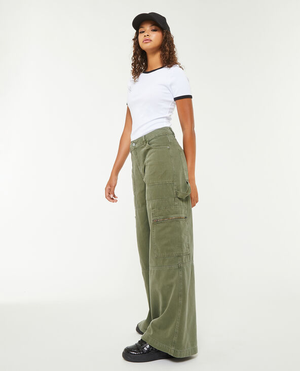 Pantalon ample cargo uni