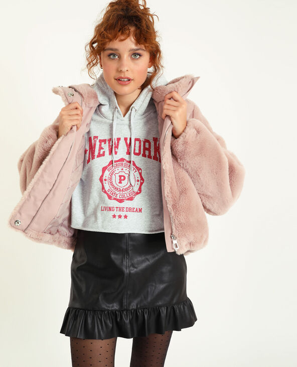 Blouson en fausse fourrure beige - Pimkie