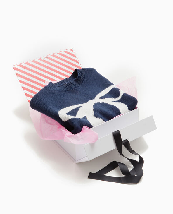 Pull en maille avec nœud devant bleu marine - Pimkie