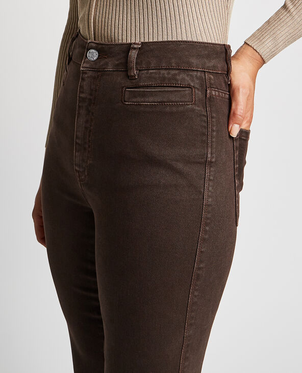 Jean flare avec fentes côtés marron - Pimkie
