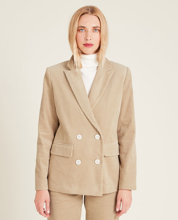Veste blazer en velours côtelé taupe - Pimkie