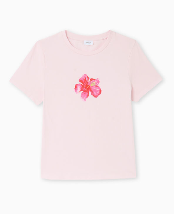 T-shirt ajusté avec print devant rose clair - Pimkie