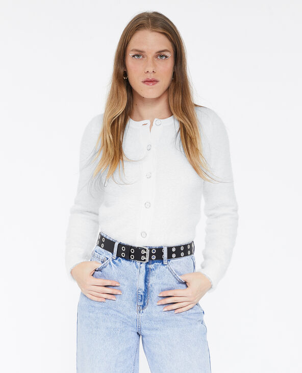 Gilet en maille fluffy blanc - Pimkie