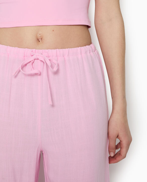 Pantalon large et droit avec taille élastiquée rose - Pimkie