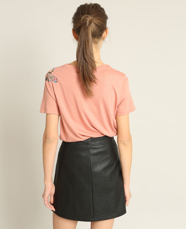 T-shirt brodé vieux rose - Pimkie