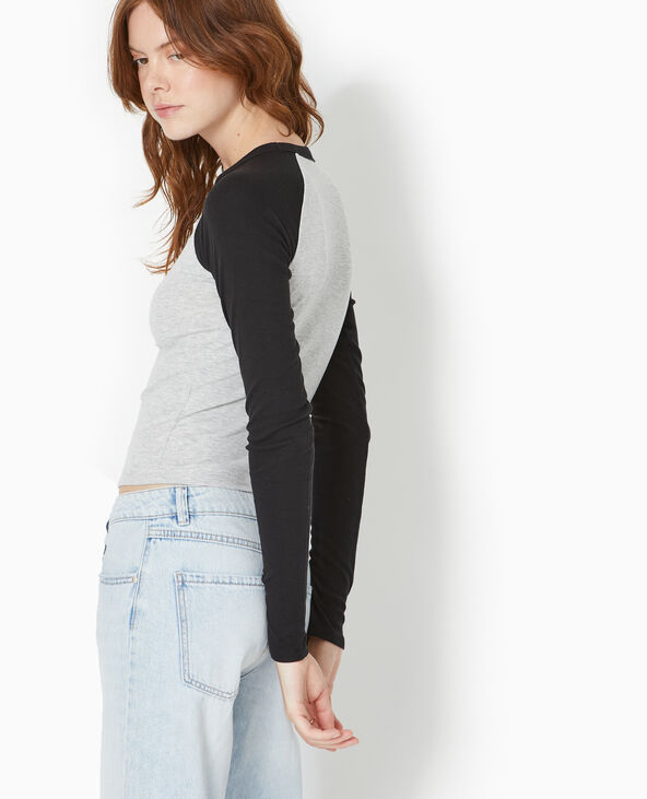 T-shirt manches longues raglan noir - Pimkie