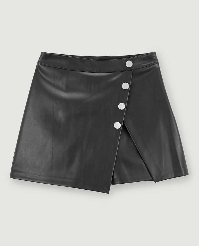 Jupe-short en simili cuir noir - Pimkie