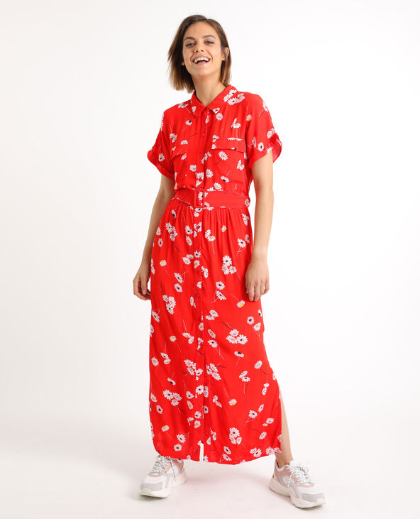 Robe longues à manches courtes rouge - Pimkie