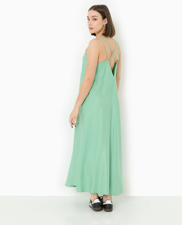 Robe longue en tissu fluide vert - Pimkie